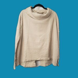 Free People Womens Top Small Waffle Knit Thermal Long Sleeve Cowl Neck Fall NWT